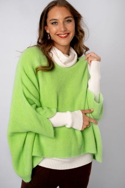Poncho with Tulip Sleeve in Lime
