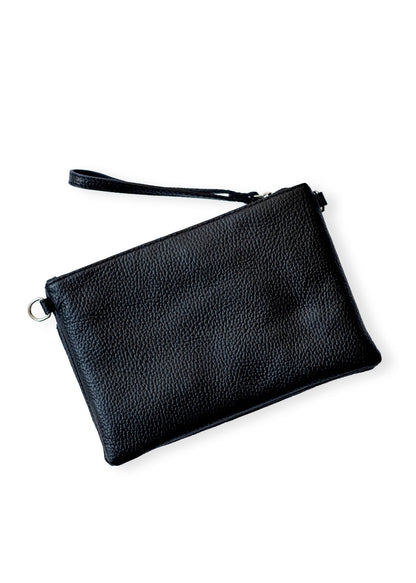 Capri Multi-Compartment Leather Crossbody & Wristlet Bag – Black