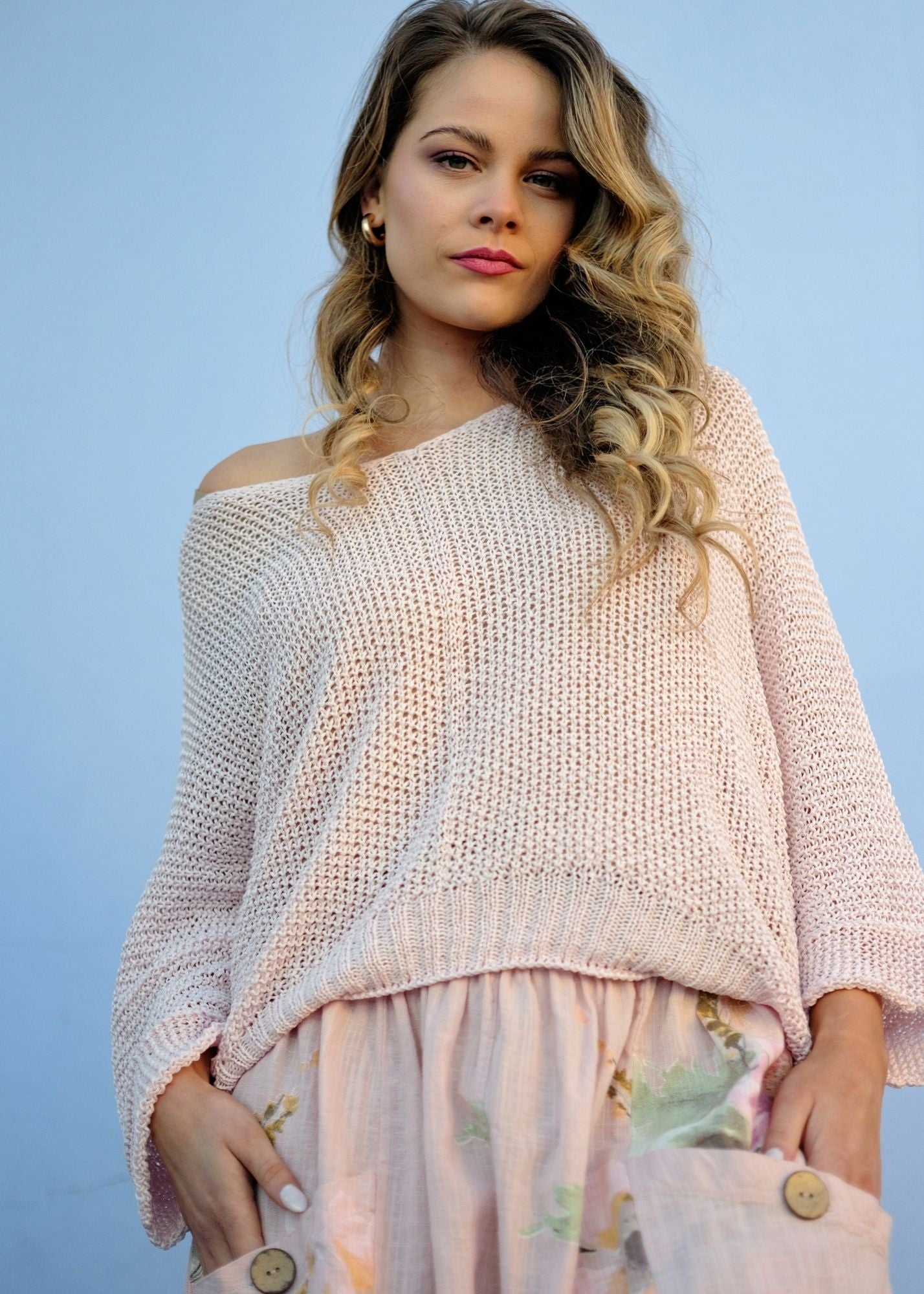 Riviera Summer Knit Top in Rose Quartz