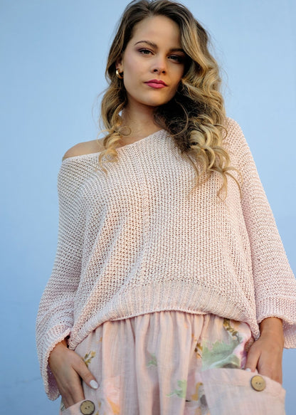Riviera Summer Knit Top in Rose Quartz
