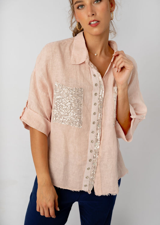 The Bling Blouse in Dusky Rose