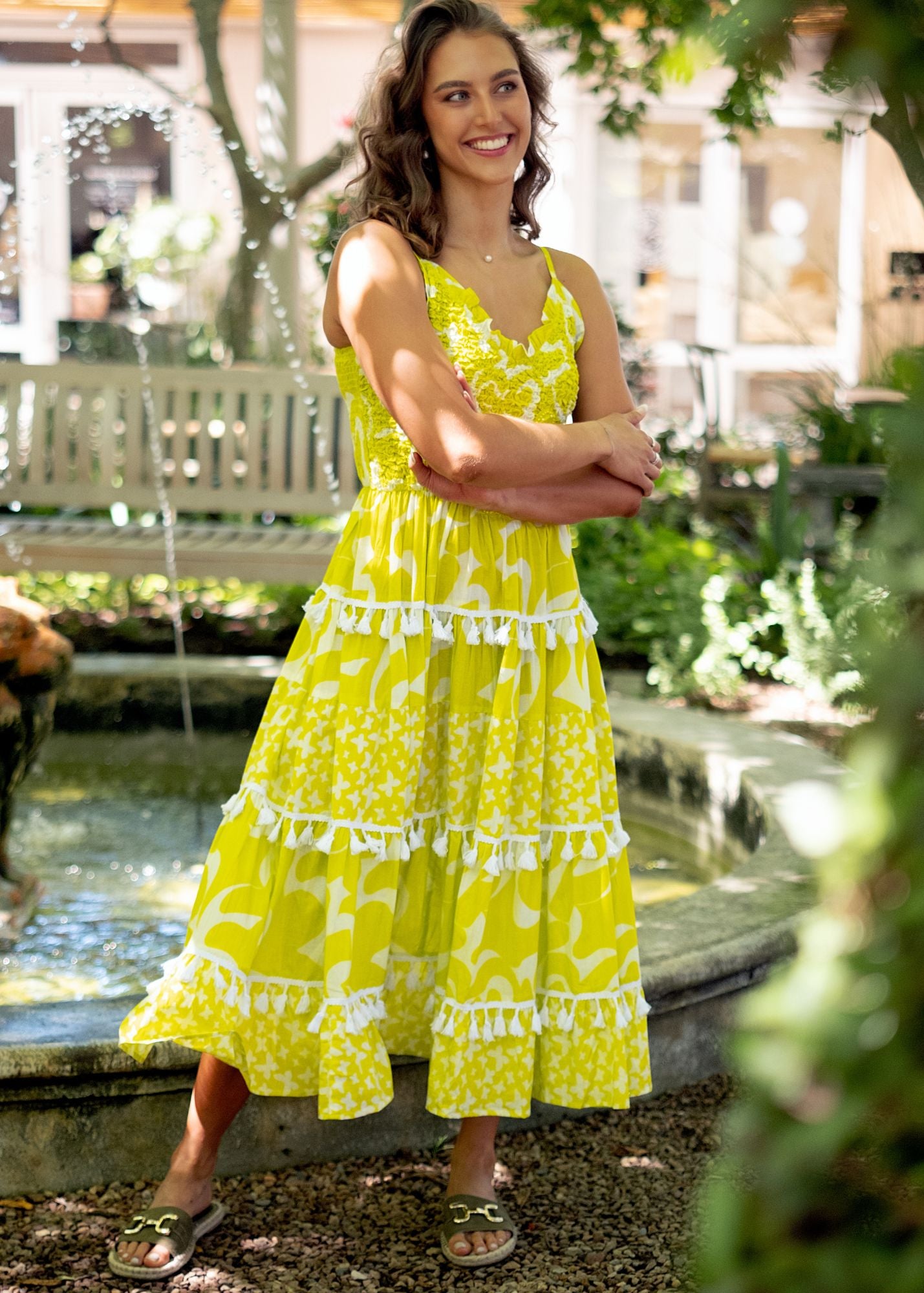 Marina Dress in Lemon Punch (Mid Calf Length)