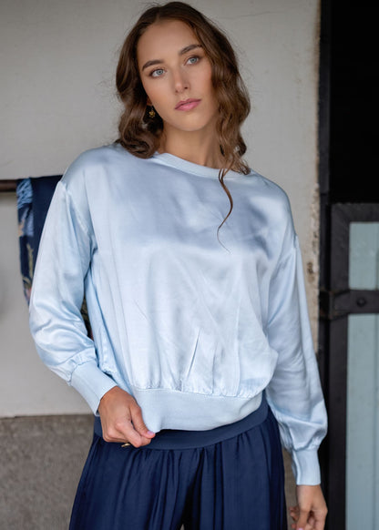 Lila Crew Top Long  Sleeve in Sky Blue