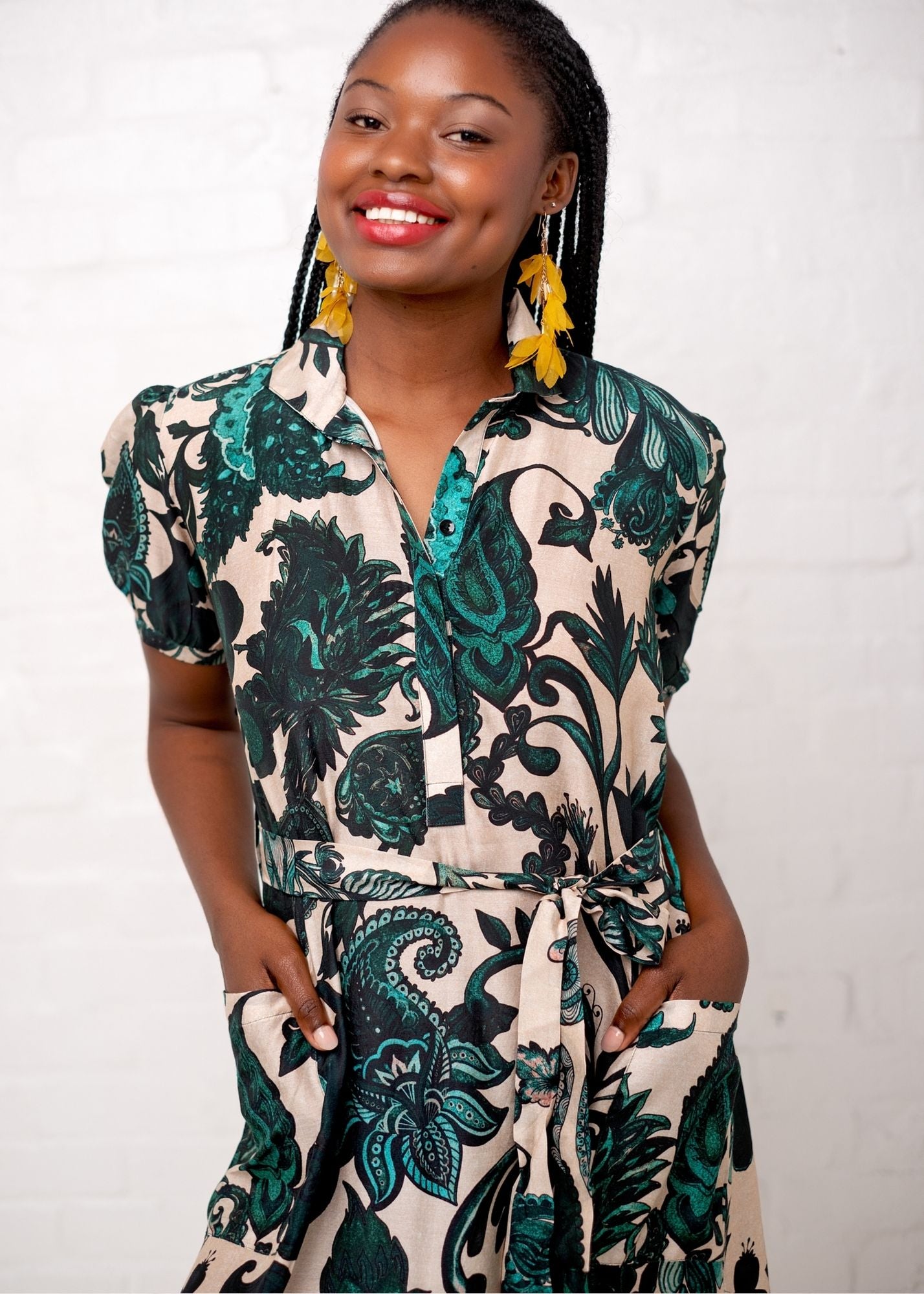 Viviena Dress in Green Secret Garden – Iconic Designs Shop