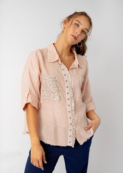 The Bling Blouse in Dusky Rose