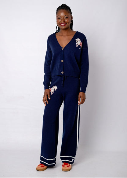 Knitted Cardigan in Navy Gallop. **FREE SIZE FITS S - XL**