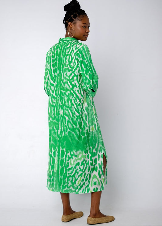 Lindi Dress in Lime Animal Print