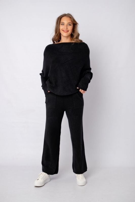 Urban Cozi Asymmetrical Sweater in Black