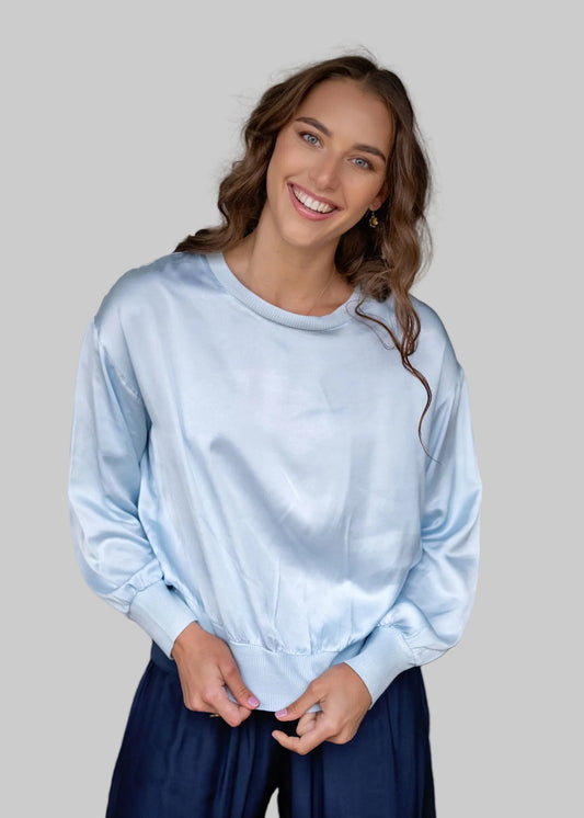 Lila Crew Top Long  Sleeve in Sky Blue