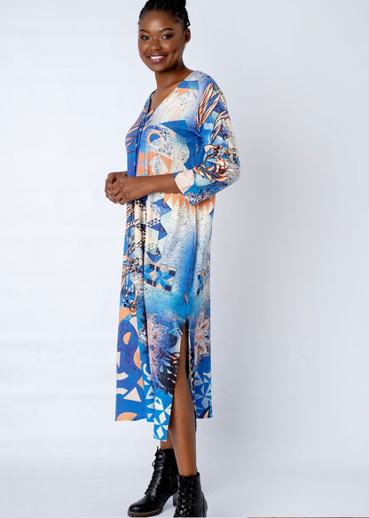 Angelica Dress With Straight Sleeve in Spice Route