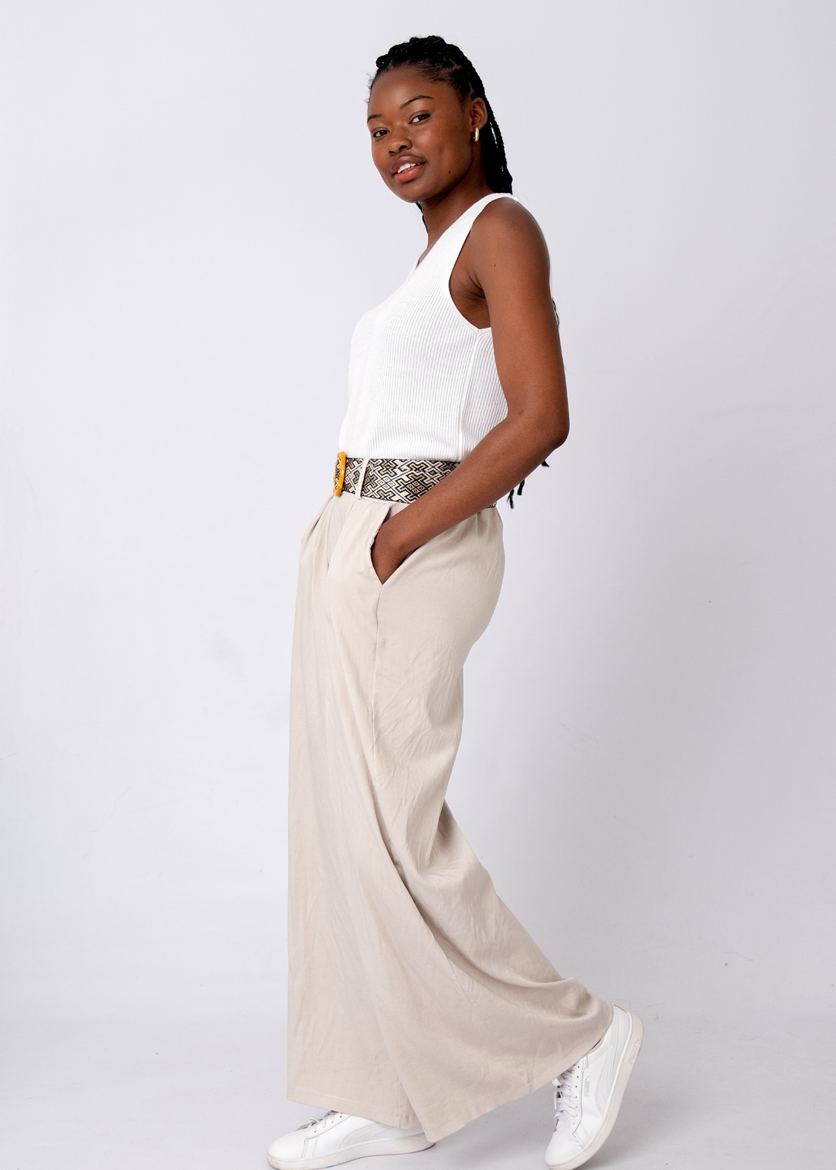 Venetian Wide Leg Pants in Stone