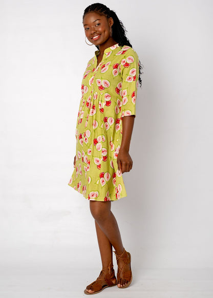 Lee-Ann pleated dress Short, Green Fig