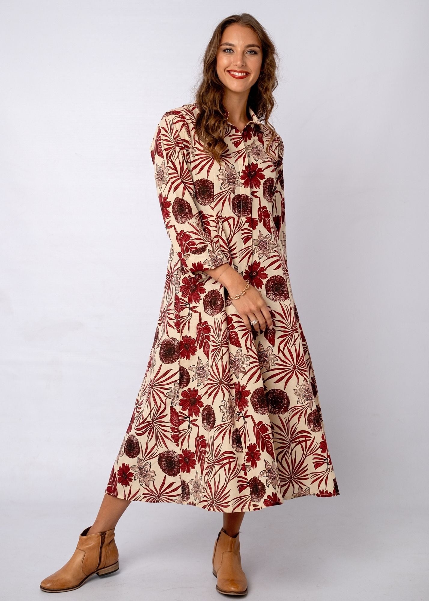 Marigold dress Bordeaux Bloom