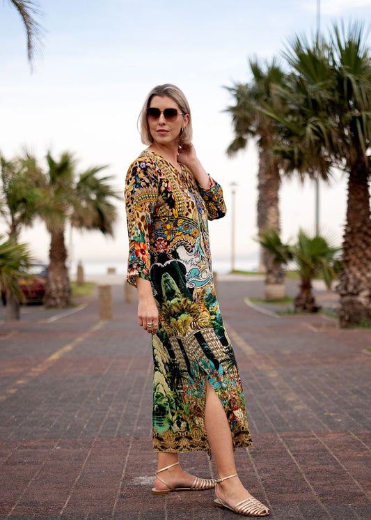 Angelica Dress in Green Safari
