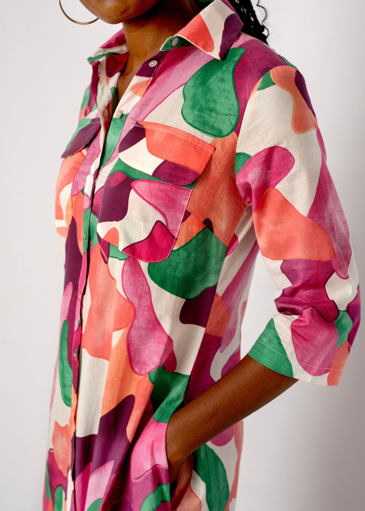 Betty Button dress in Purple Splash