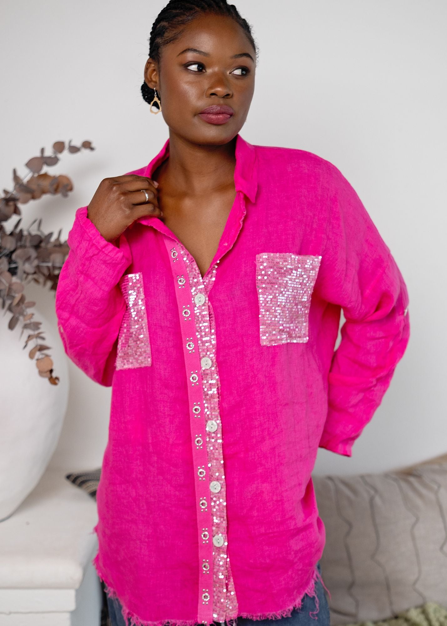 Bling Blouse in Fuchsia Pink