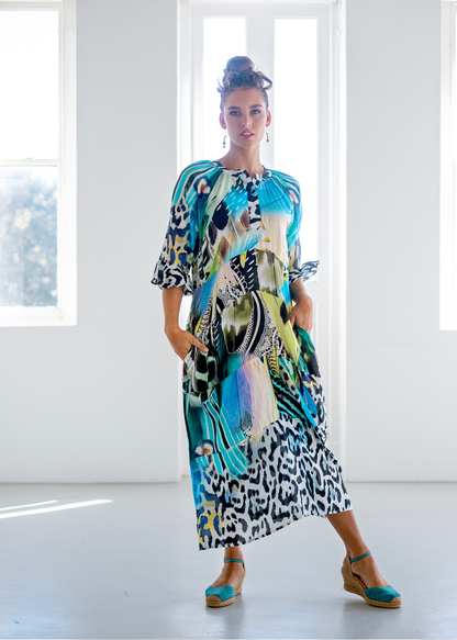 Jubilee Dress, Blue Animal Lace