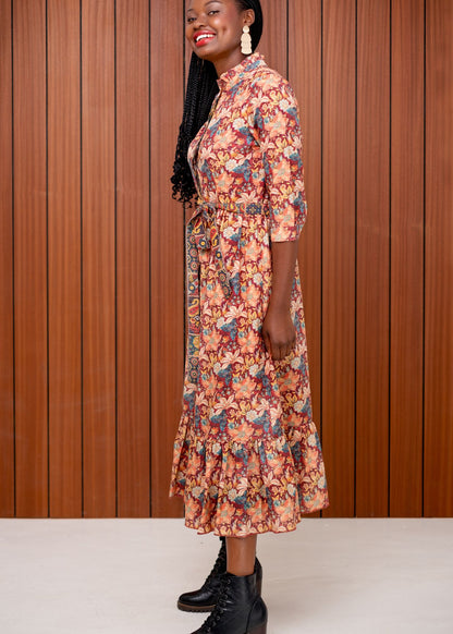 Mia Frill Dress in Autumn Bloom