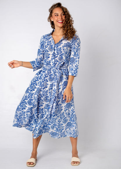 Marigold Dress in Garden Party Blue