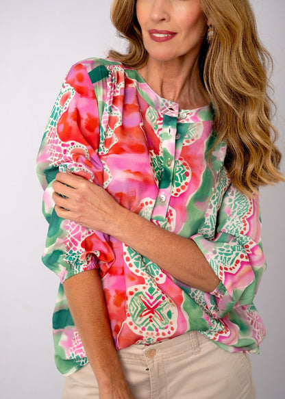 Lauren Comfy Top in Watermelon Smudge