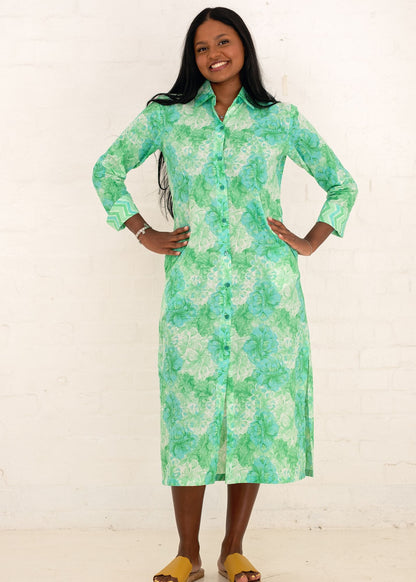 Emma dress in Green and Turquoise Waterpaint