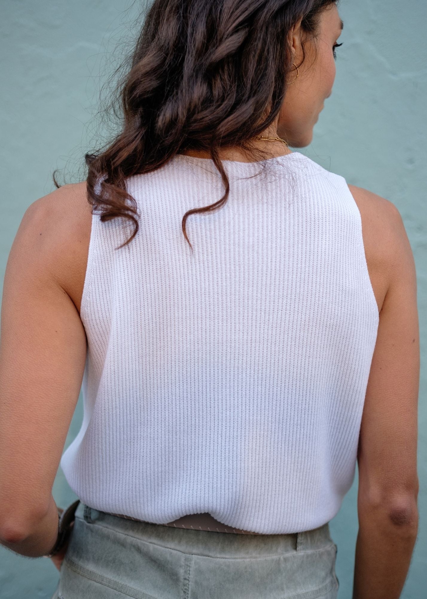 Bella Rosa Knitted Sleeveless Top in Bianca