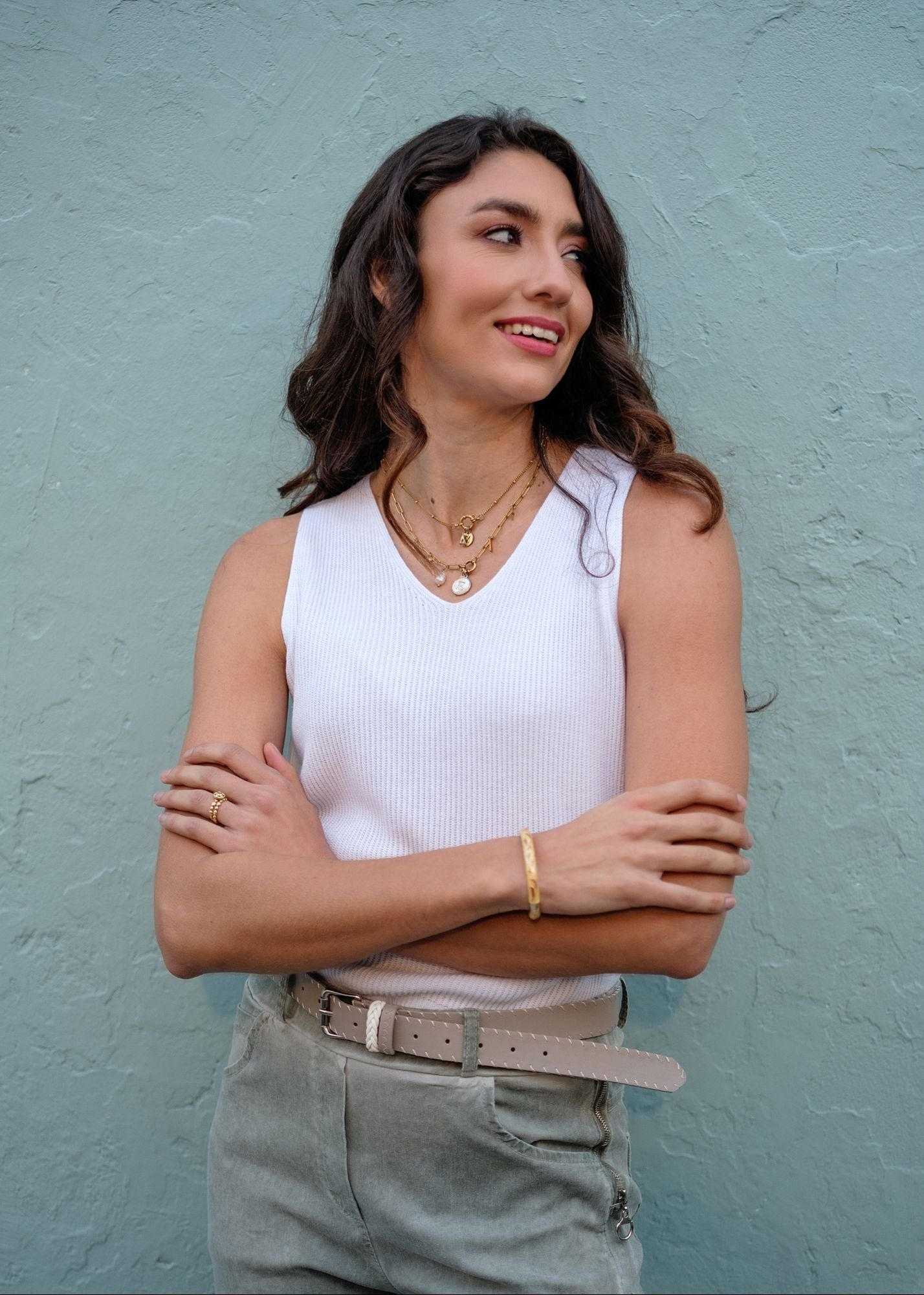 Bella Rosa Knitted Sleeveless Top in Bianca