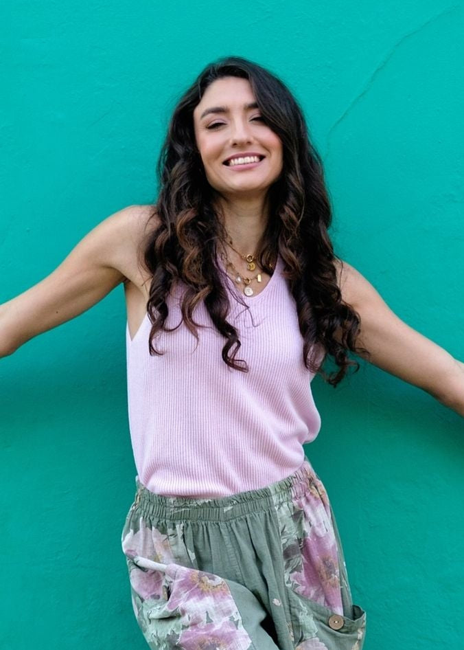 Bella Rosa Knitted Sleeveless Top in Blush Pink