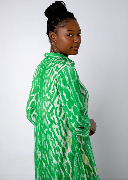Lindi Dress in Lime Animal Print