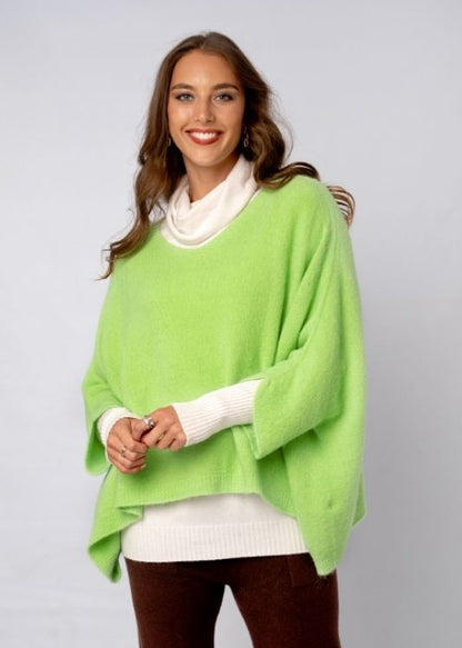 Poncho with Tulip Sleeve in Lime