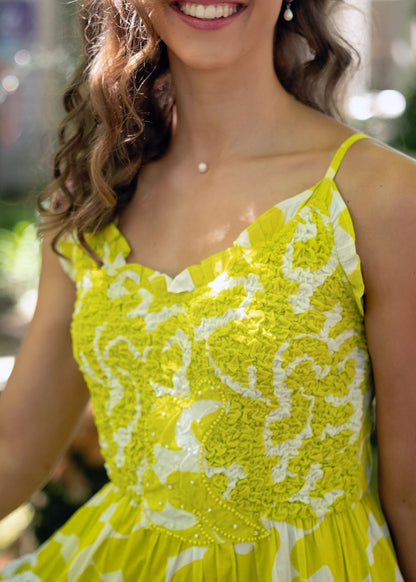 Marina Dress in Lemon Punch (Mid Calf Length)