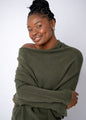 Urban Cozi Asymmetrical Sweater in Olive Green