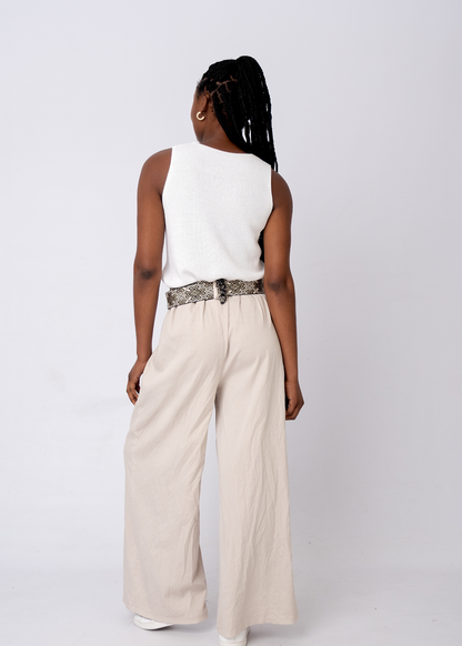 Venetian Wide Leg Pants in Stone