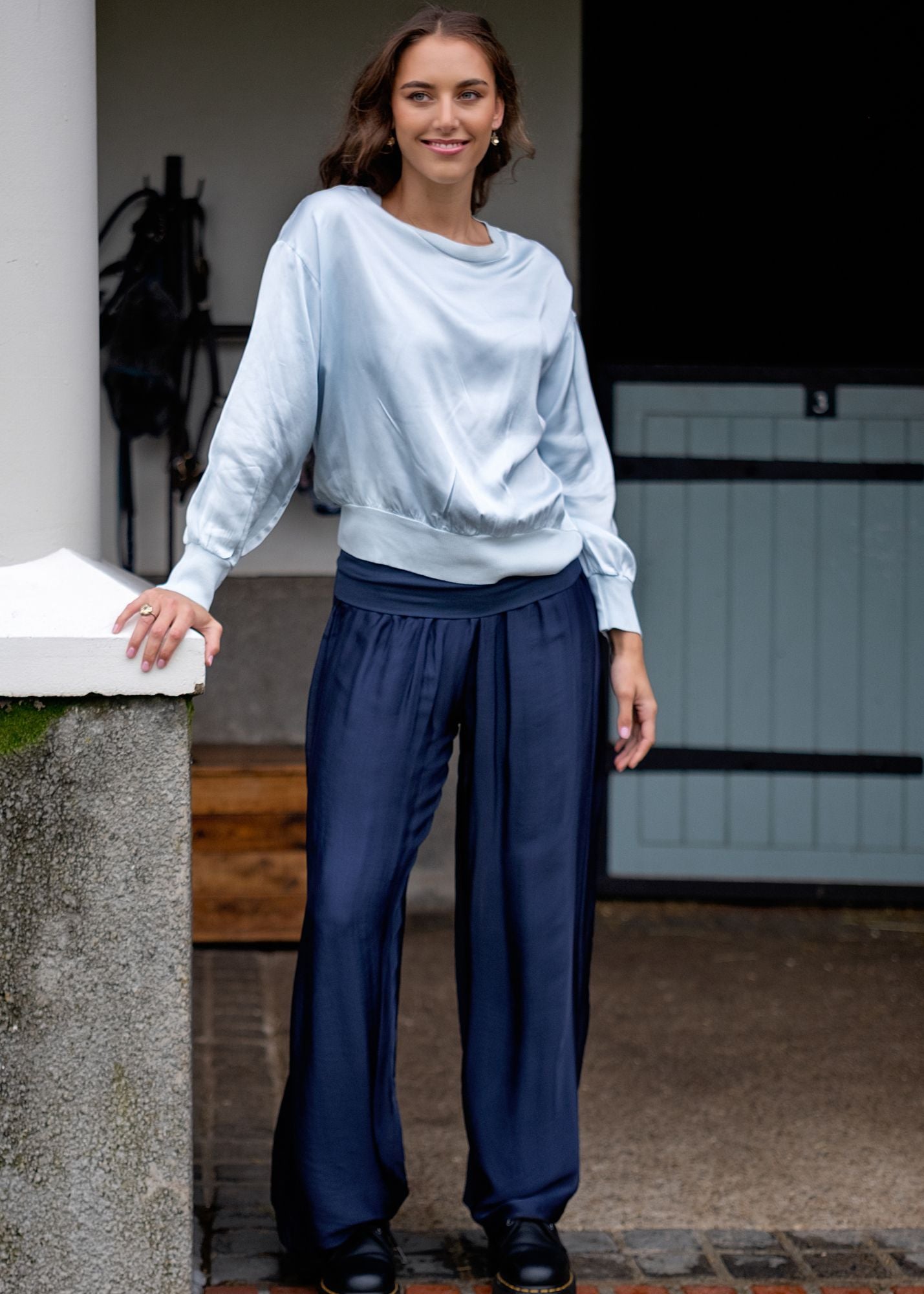 Lila Crew Top Long  Sleeve in Sky Blue