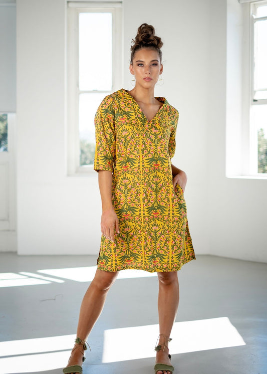 V-Neck tunic, Yellow and Green