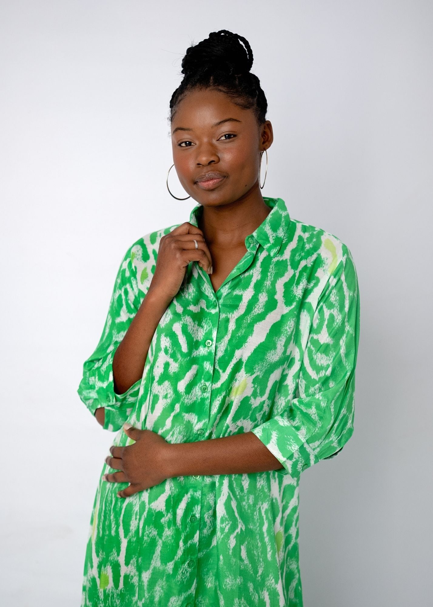 Lindi Dress in Lime Animal Print