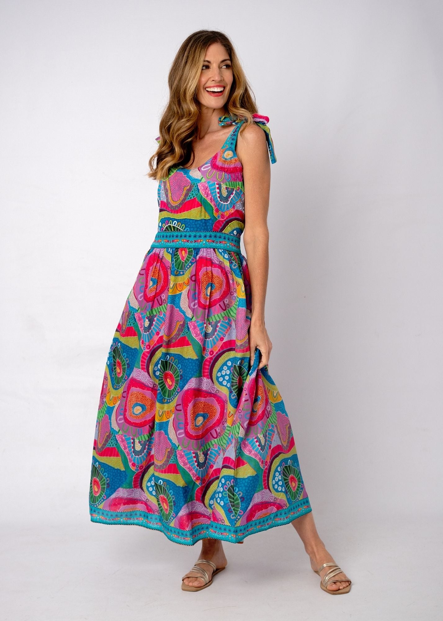 Gabriela Bow Dress in Wild Orchid Oasis