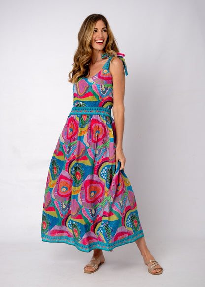 Gabriela Bow Dress in Wild Orchid Oasis