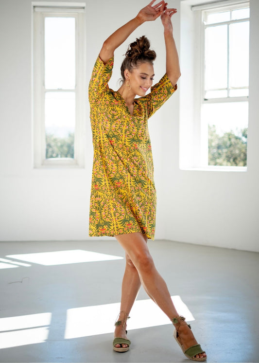 V-Neck tunic, Yellow and Green