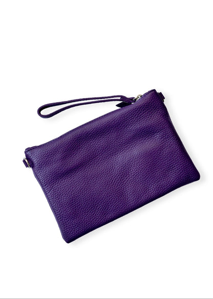Capri Multi-Compartment Leather Crossbody & Wristlet Bag – Purple