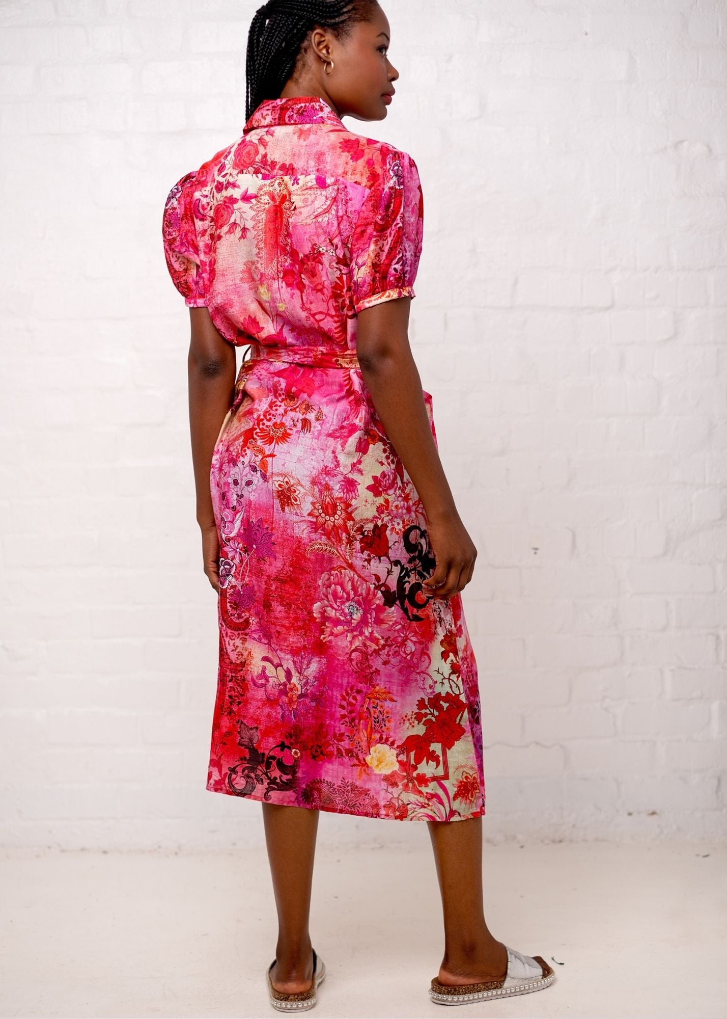Viviena Dress in Cerise Pink Floral