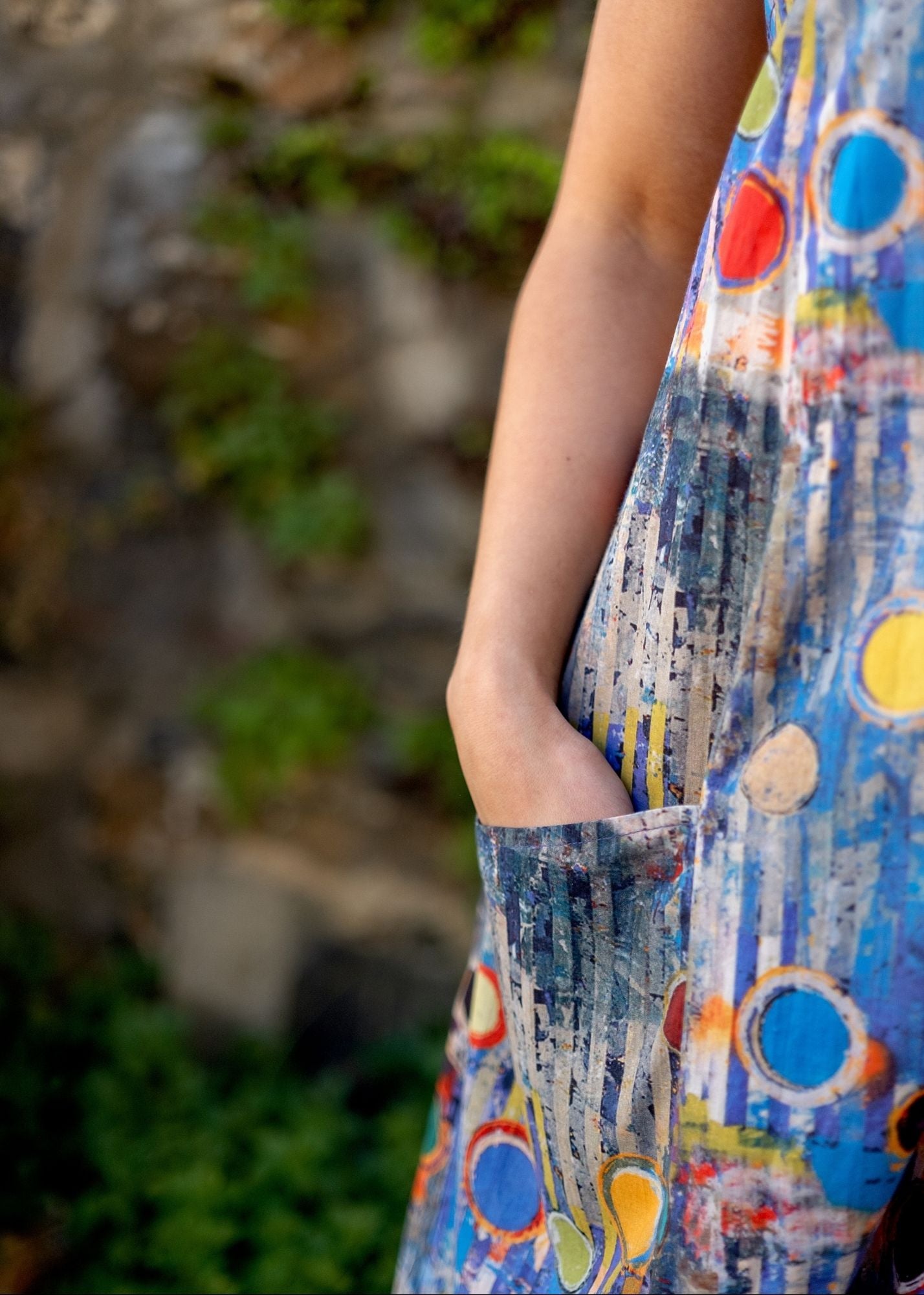 Capri Dress (Short Length) in Blue Circles