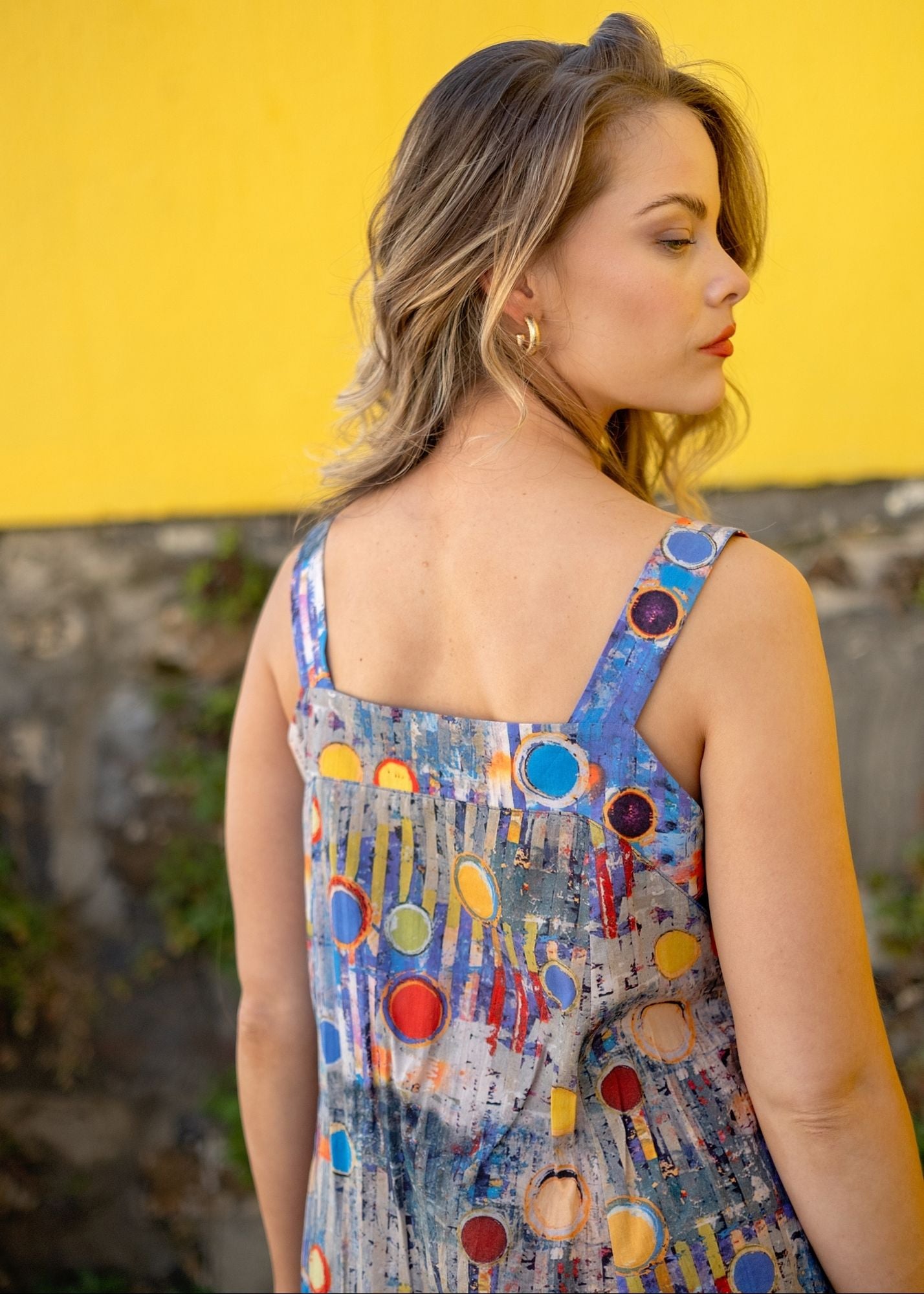 Capri Dress (Short Length) in Blue Circles
