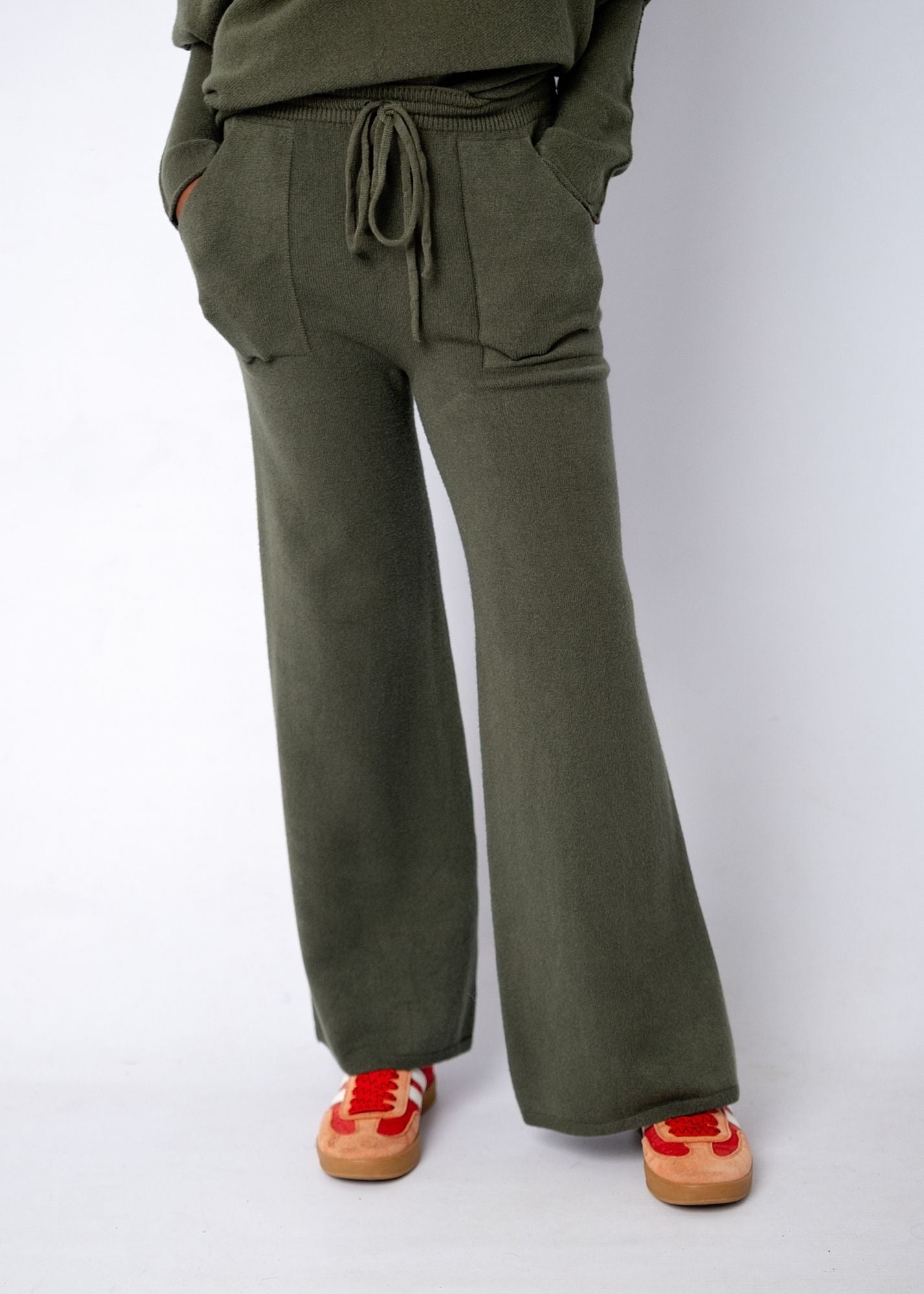 Urban Cozi Knit Pants in Olive Green