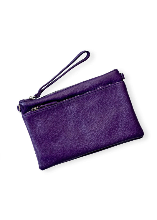 Capri Multi-Compartment Leather Crossbody & Wristlet Bag – Purple