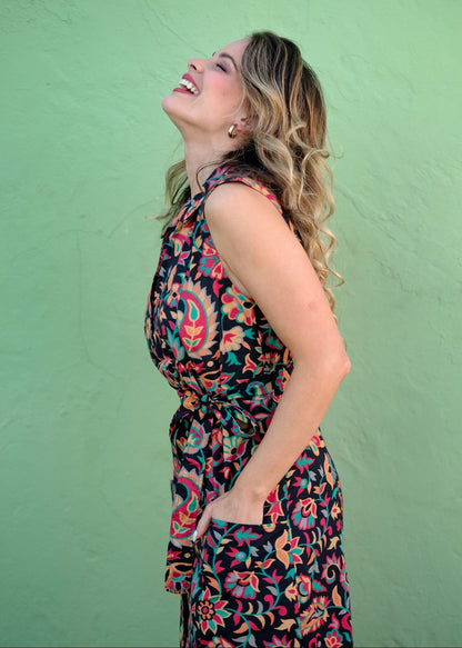 Athena Dress in Black Floral