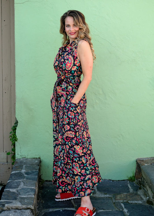 Athena Dress in Black Floral