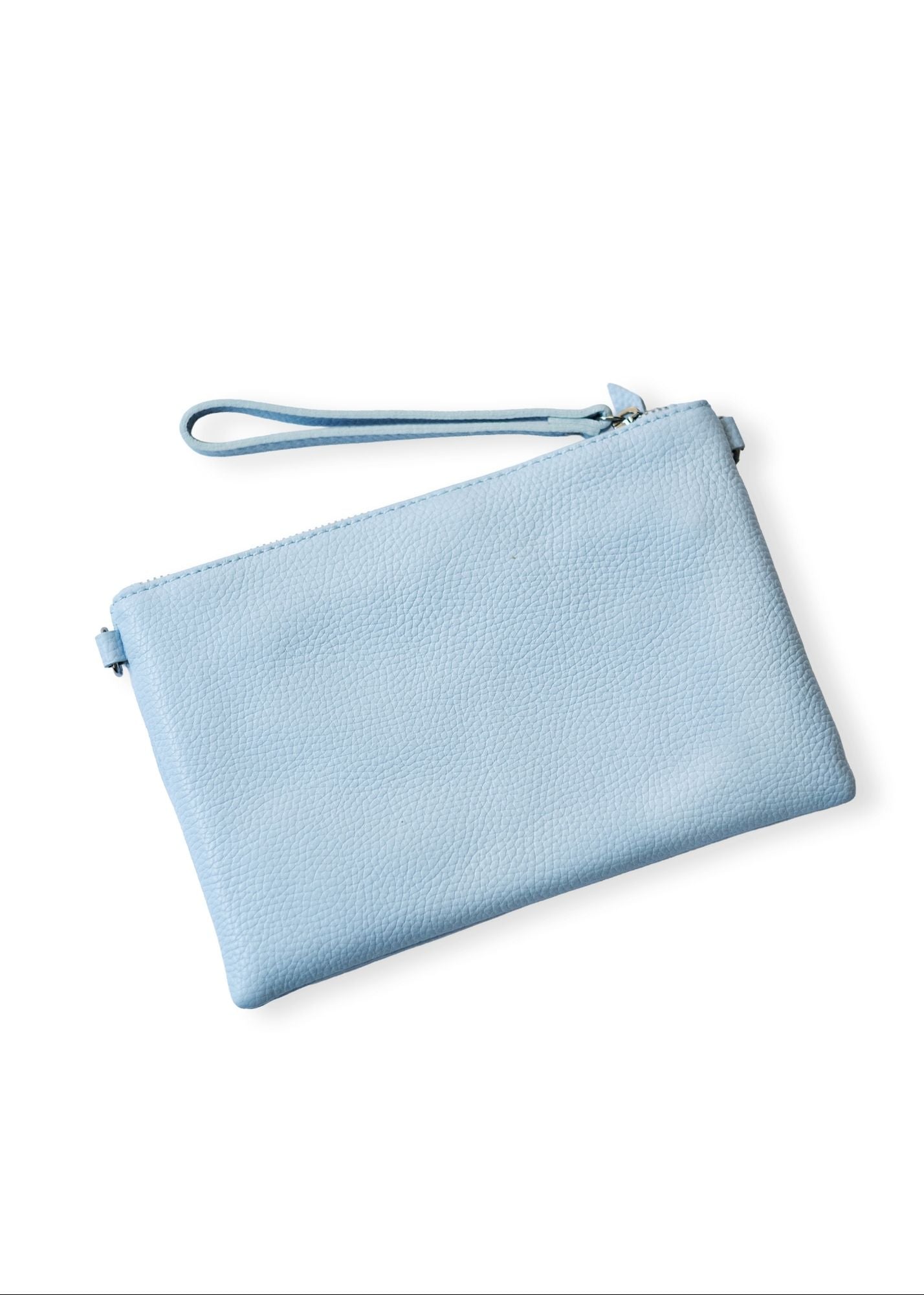 Capri Multi-Compartment Leather Crossbody & Wristlet Bag – Light Blue