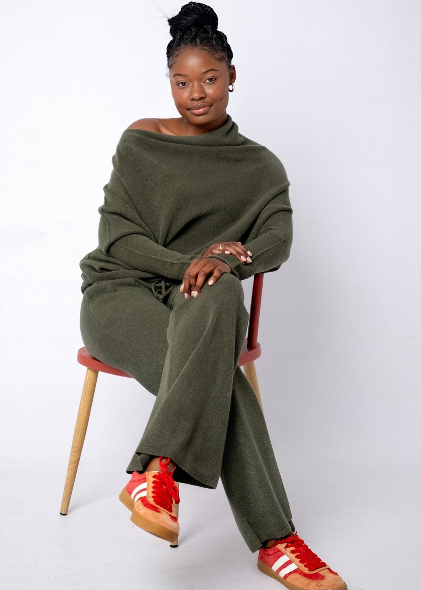 Urban Cozi Knit Pants in Olive Green