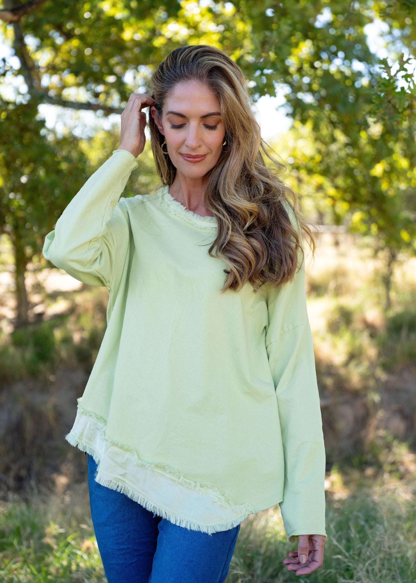 Willow Fringe Top in Lime